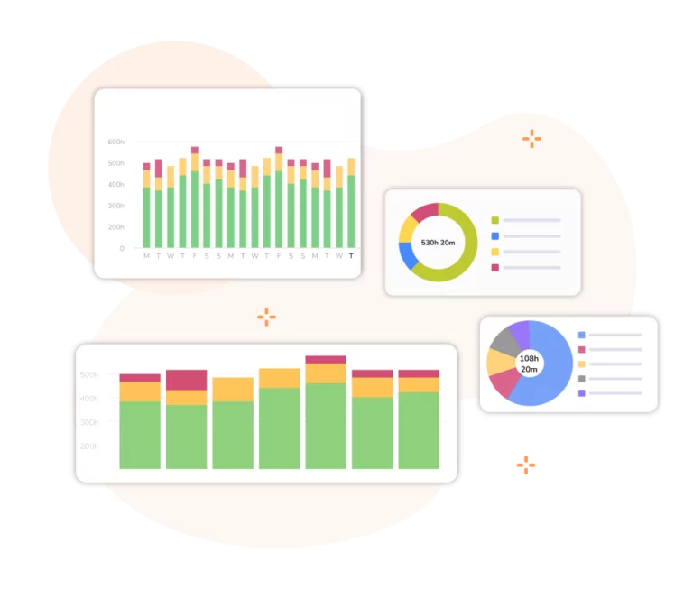 Visual charts and reports representing attendance data.