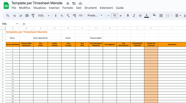 Template gratuito per timesheet mensile di Jibble.