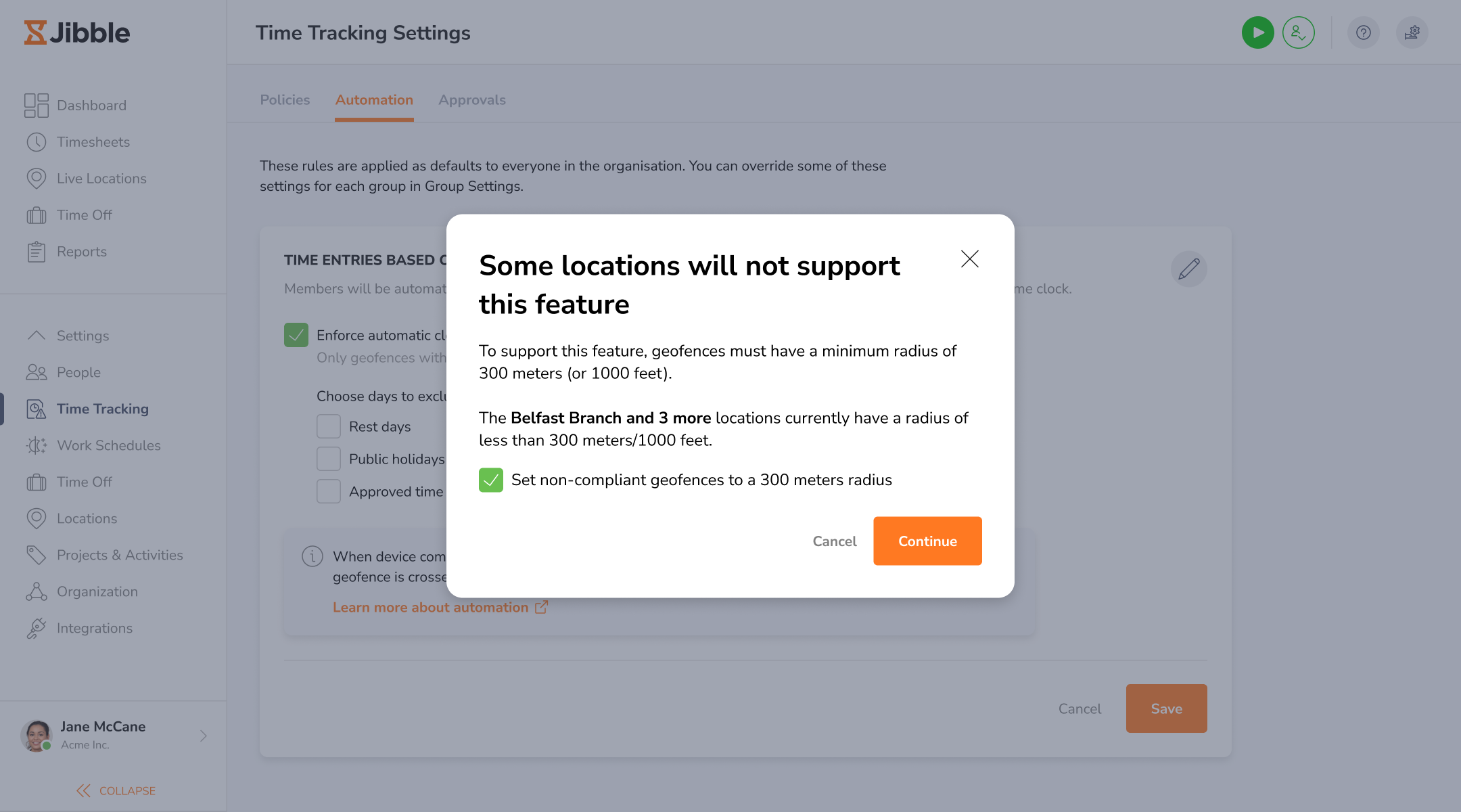 Updating geofence radius to support automation