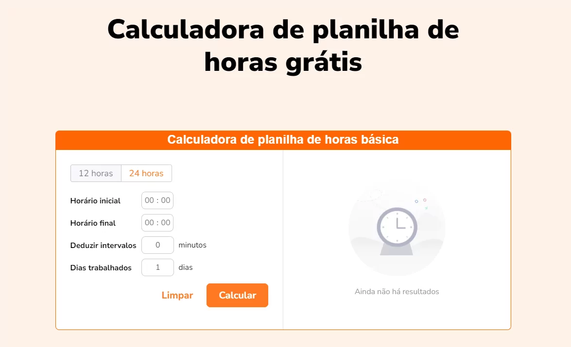 A calculadora de planilha de horas na web do Jibble.