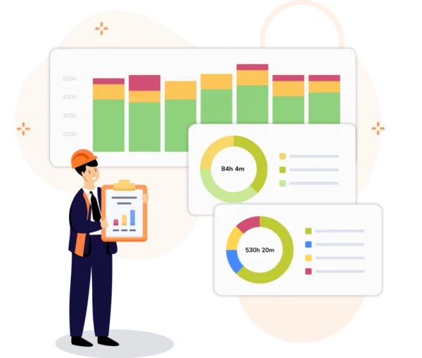 Gráficos visuales que muestran datos completos de asistencia.
