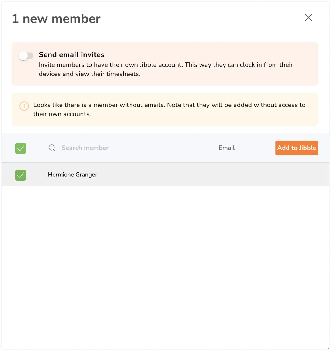 Adding members from Xero to Jibble