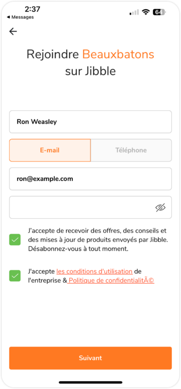 Rejoindre une organisation avec un lien via mobile