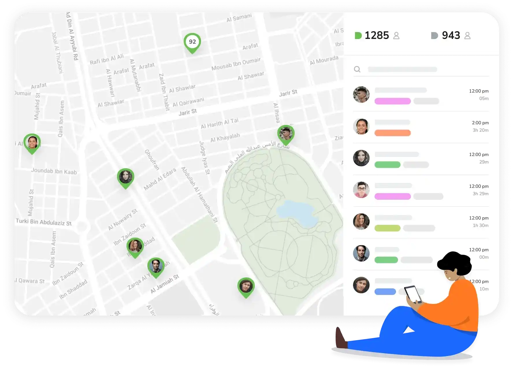 Localizzazione in tempo reale dei dipendenti.