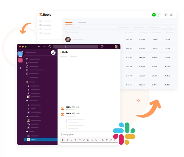 Dati del time tracking su Slack.