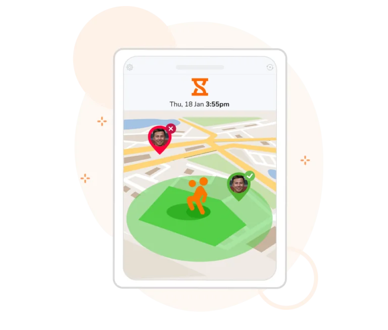 Geofences around soccer practice locations.