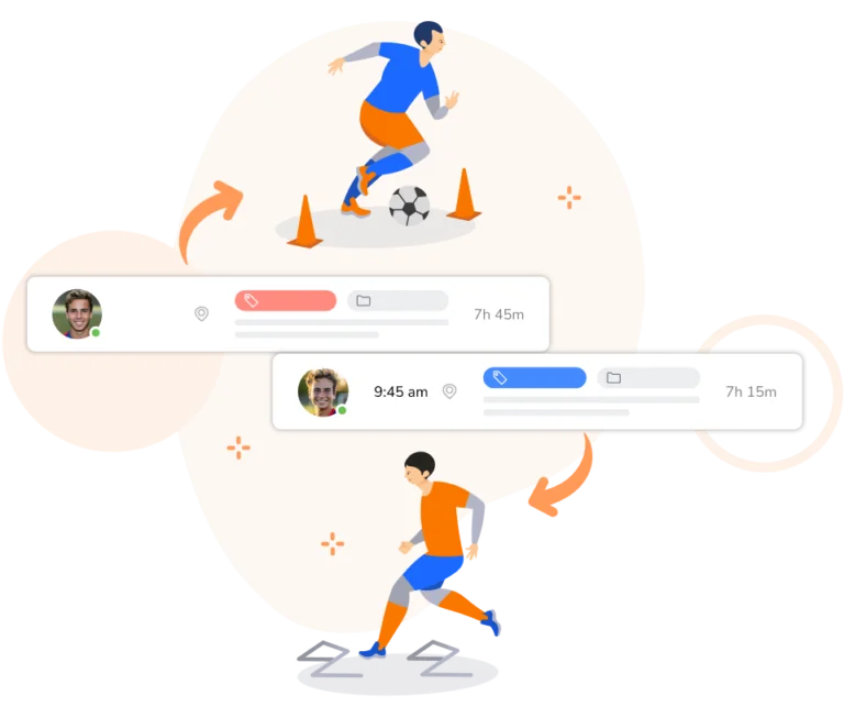 Tracking time for various soccer practice activities.