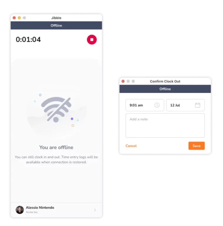 Rilevazione presenze e time tracking offline.