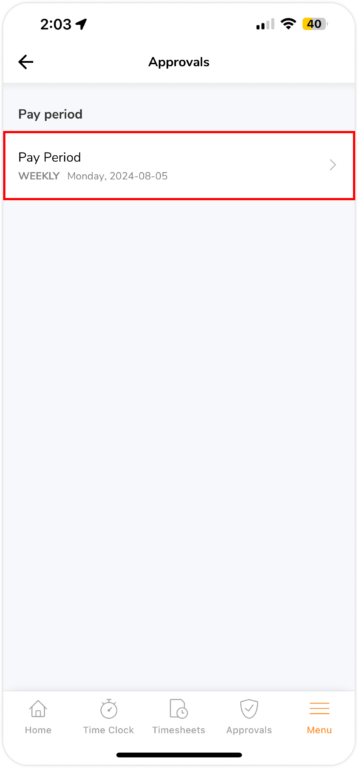 Edit pay period on mobile