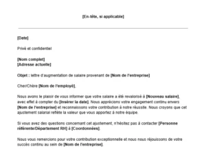 Lettre d'augmentation de salaire