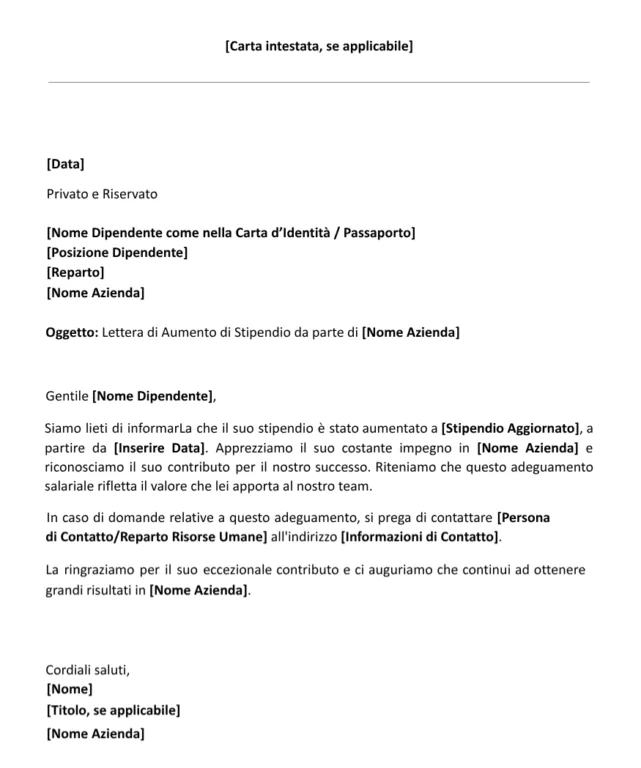 Modello per Lettera di Aumento di Stipendio di Jibble