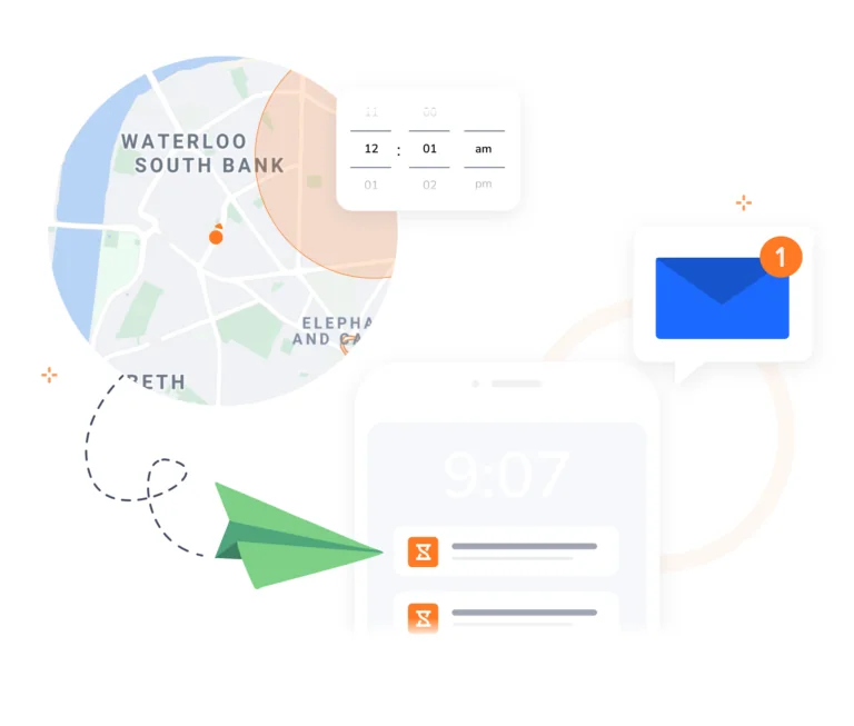 Notificações push e por e-mail como lembretes