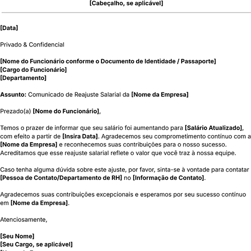 ícone modelo de comunicado de reajuste salarial