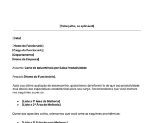 ícone modelo de carta de advertência por baixa produtividade