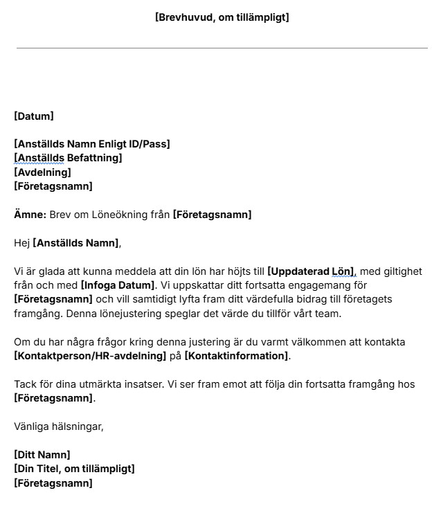 Kostnadsfri mall för löneökning