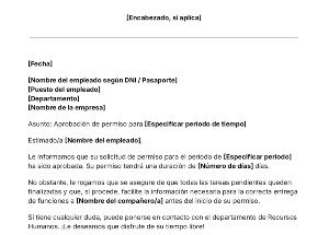 portada Plantilla de carta de aprobación de vacaciones y permisos