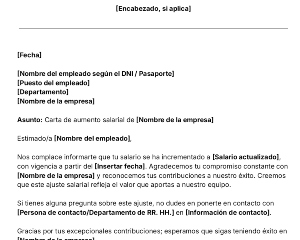 portada Plantilla de carta de aumento salarial