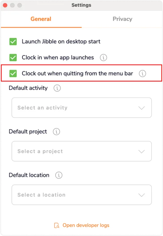 Clock out when quitting