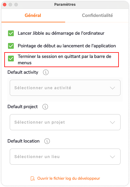 Déconnexion lorsque l'on quitte la barre de menu