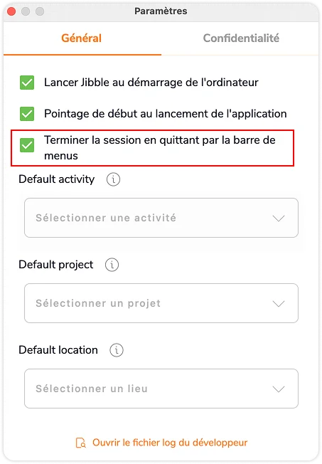 Déconnexion lorsque l'on quitte la barre de menu