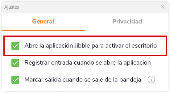 General settings on the desktop app