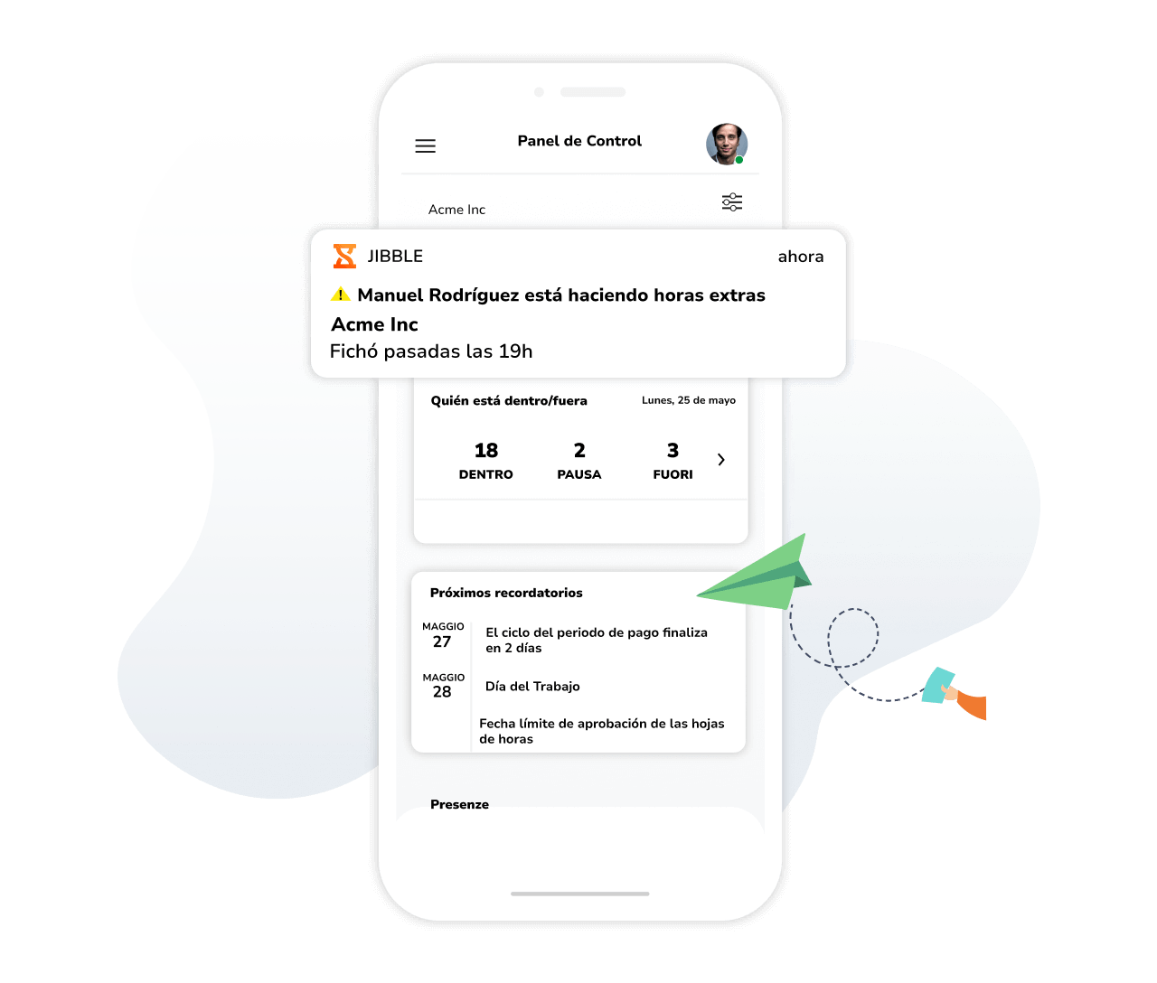 Notificaciones push o por correo electrónico.