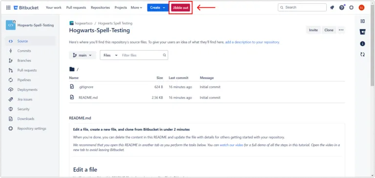Rejestrowanie końca pracy w Bitbucket za pomocą wbudowanego timera.