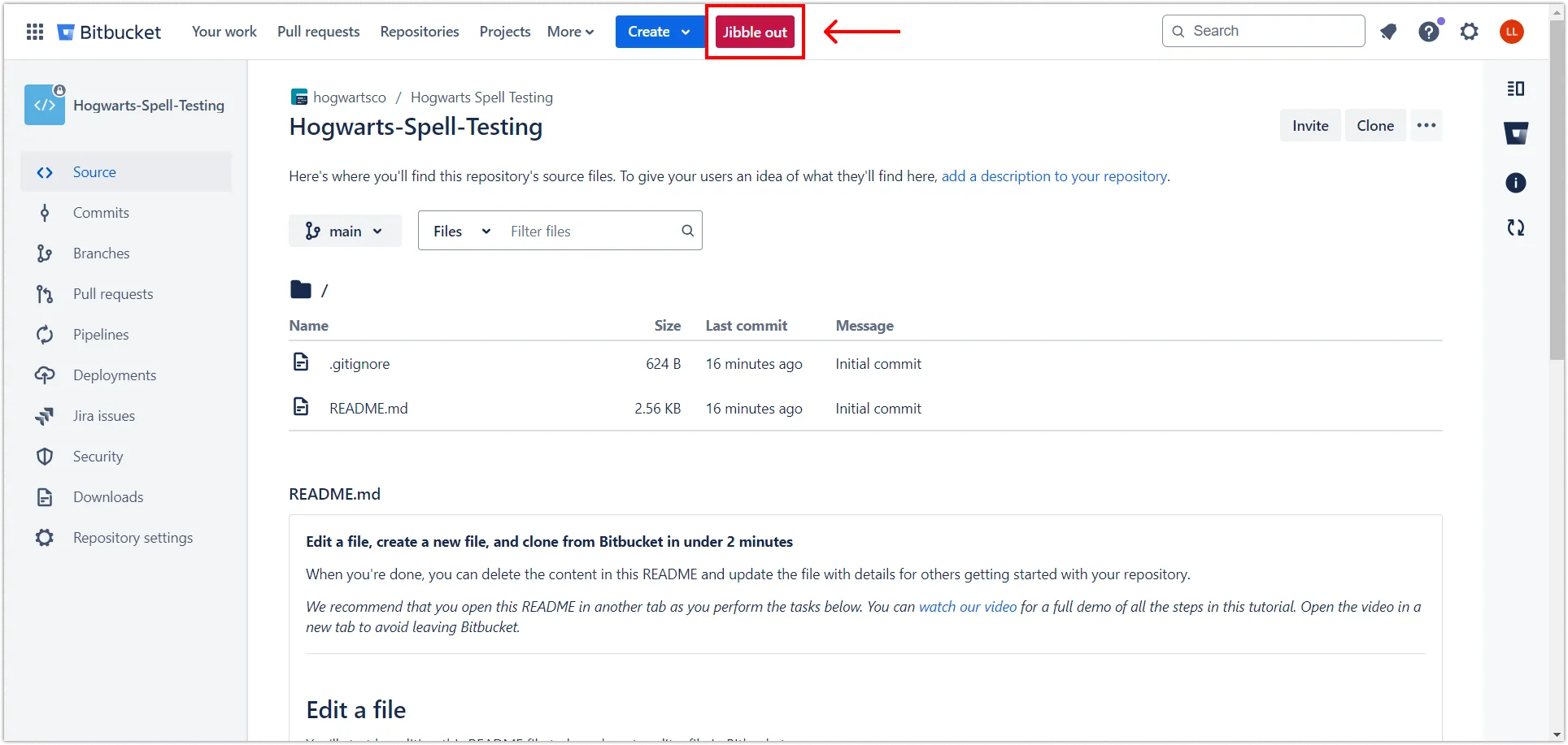 Bouton de pointage de sortie Jibble out sur la page du référentiel