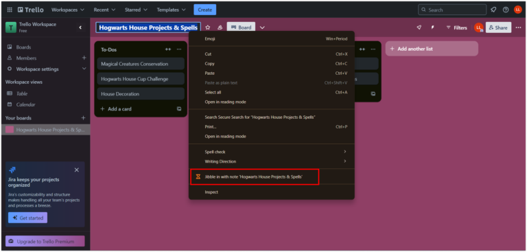 Registrando entrada via seleção de texto no Trello