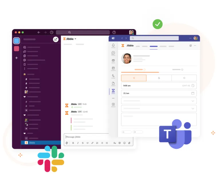 Monitoraggio del tempo direttamente su Slack e MS Teams.