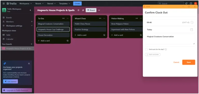Mengakhiri waktu di Trello
