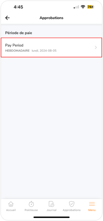 Modifier une période de paie existante sur mobile