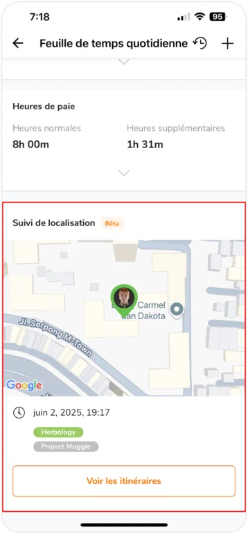 Suivi de la localisation en direct sur mobile