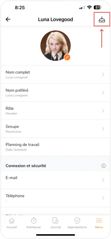 Archiver un membre sur mobile