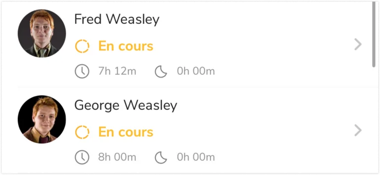 Statut En cours de la période de paie sur mobile