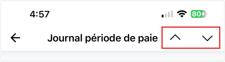 Flèches du sommaire de la période de paie sur mobile