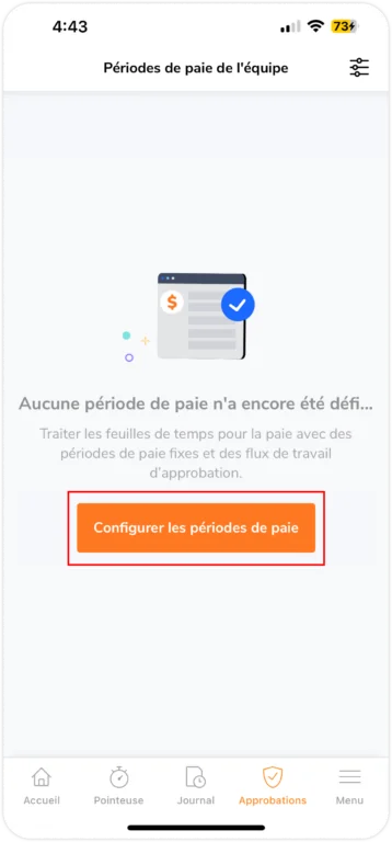 Établir la période de paie sur mobile