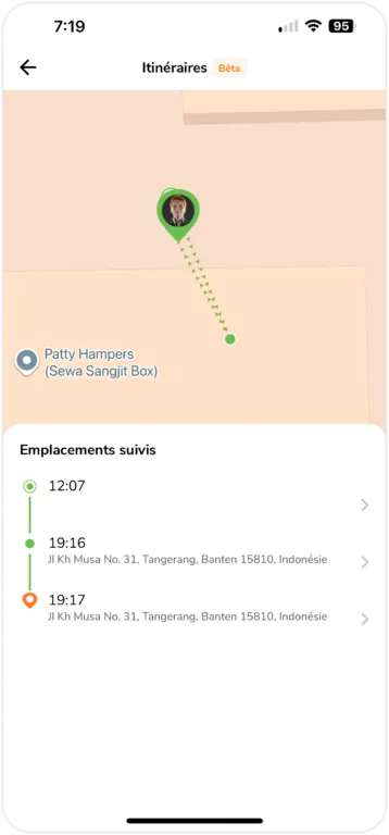 Visualiser les itinéraires de localisation en direct sur mobile