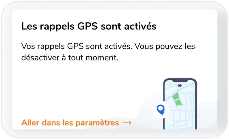 Widget de rappel GPS pour les membres