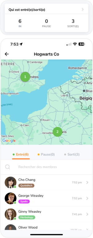 Widget qui est entré/sorti