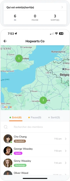 Widget qui est entré/sorti