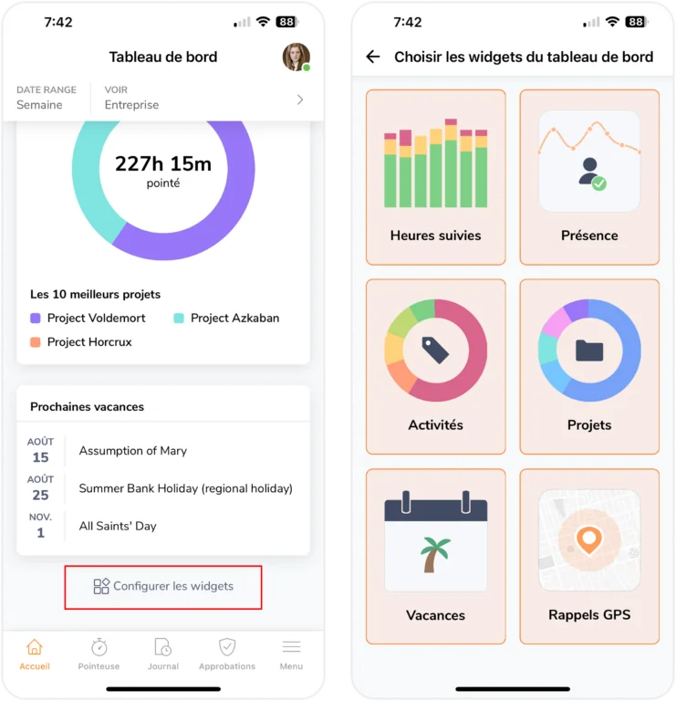 Configuration du widget