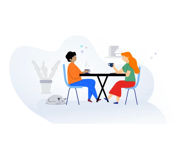 Illustration of two people talking