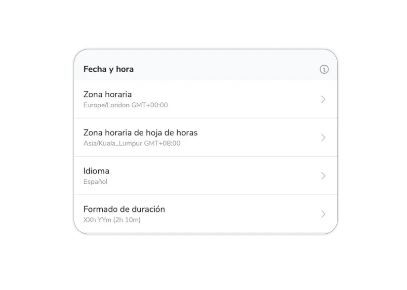 Date, time, and language under account settings