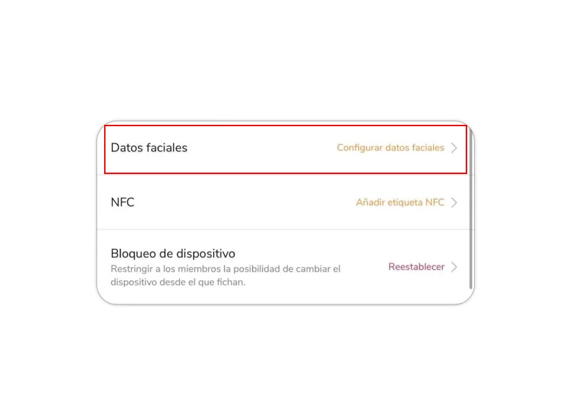 Face data under account settings
