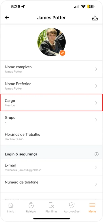 Alterando o cargo de um membro por seu perfil no celular