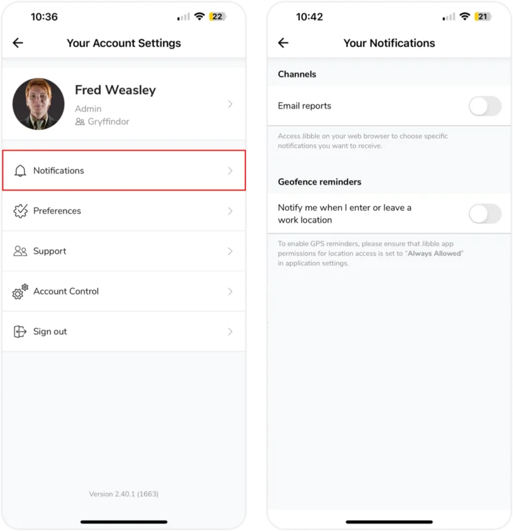 Ustawienia powiadomień na urządzeniach mobilnych.