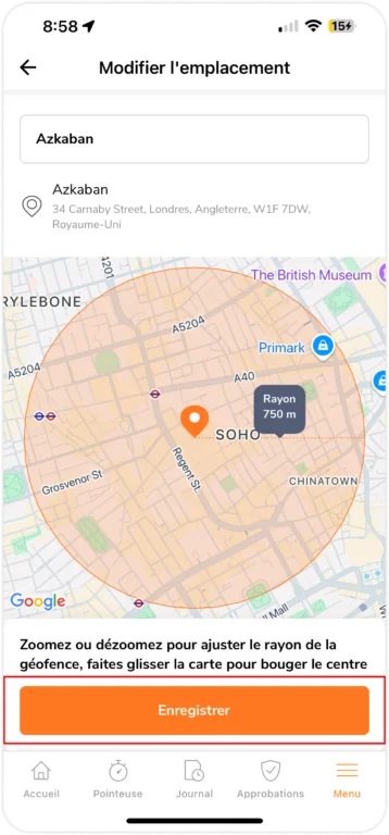 Configuer des emplacements sur mobile