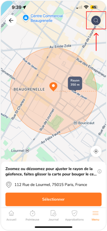 Search locations on mobile