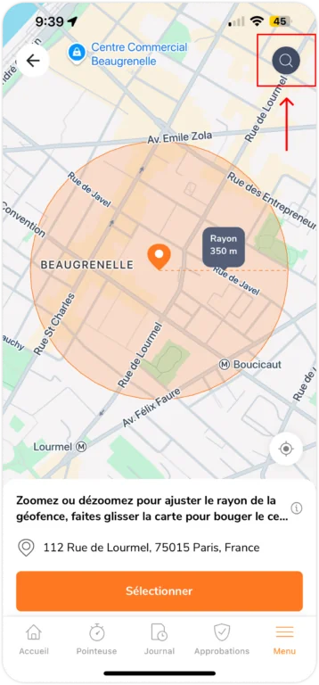 Search locations on mobile
